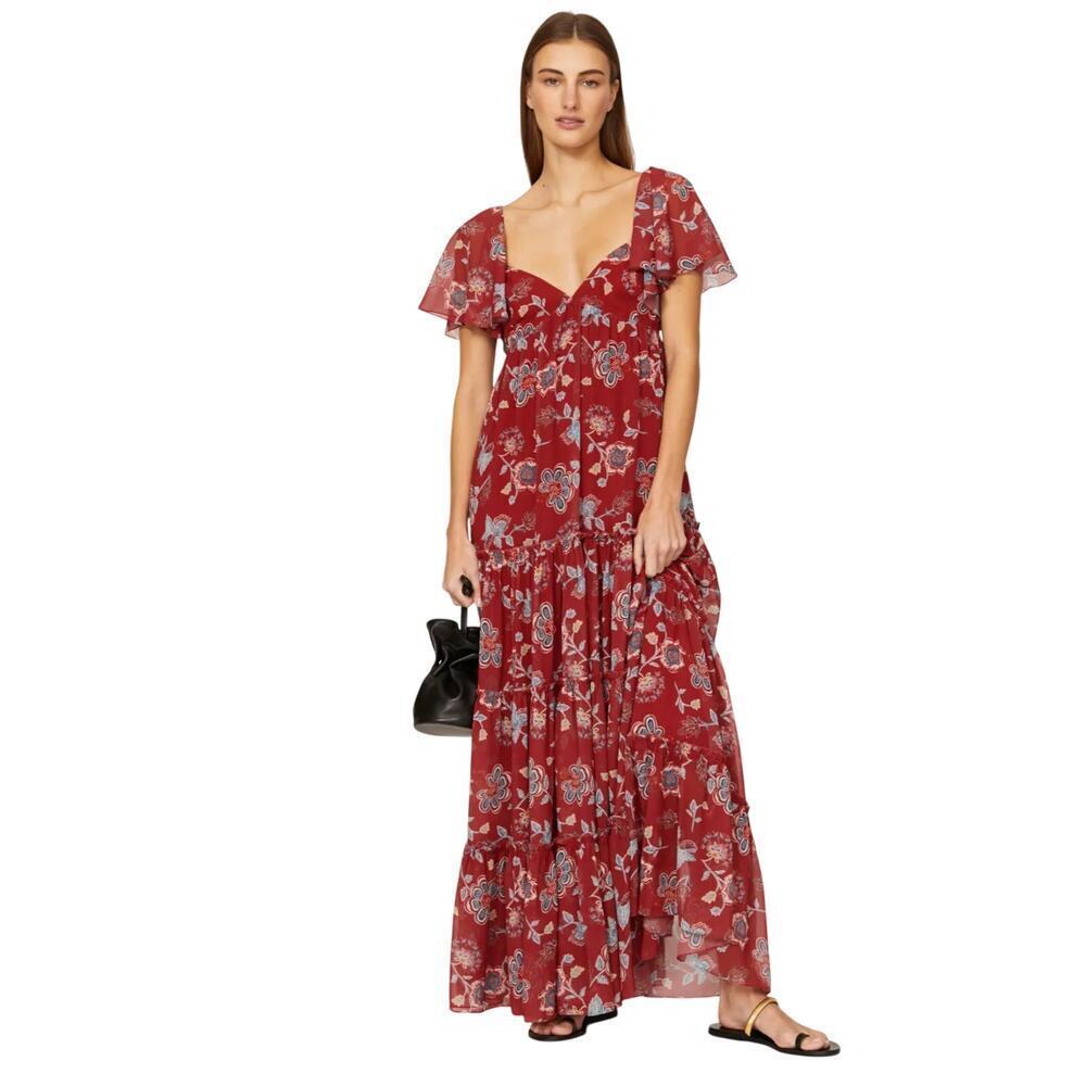 Sachin & Babi Kara Maxi Dress Red Floral Women's Size 8​